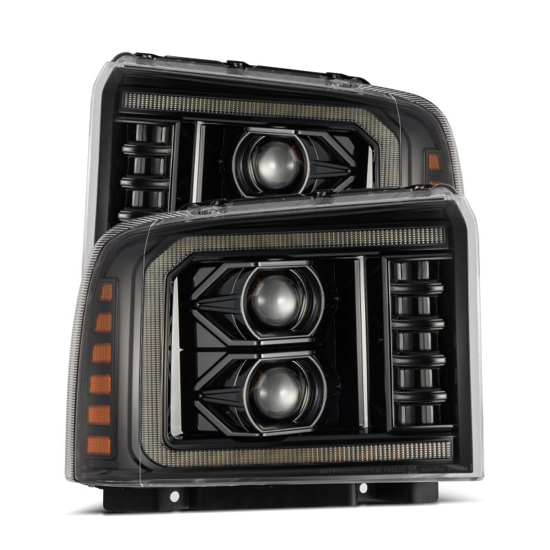 AlphaRex 05-07 Ford Super Duty/Excursion LUXX-Series LED Projector Headlights - Alpha-Black 880316
