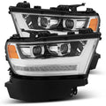 AlphaRex 19-20 Dodge Ram 1500 LUXX LED Proj Headlights Plank Chrome w/Activ Light/Seq Signal/DRL 880544