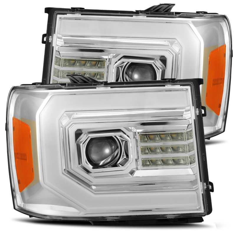 AlphaRex 07-13 GMC 1500HD PRO-Series Projector Headlights Plank Style Chrm w/Activ Light/Seq Signal 880604