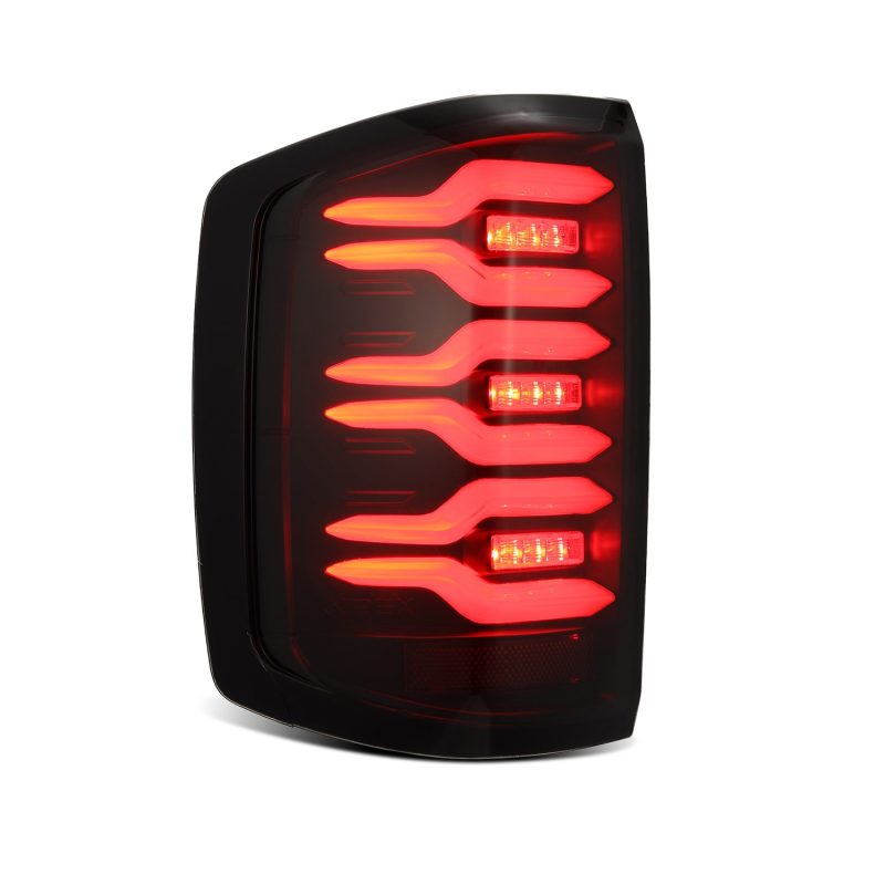 AlphaRex 14-18 Chevrolet Silverado Luxx-Series LED Tail Lights Black w/Activ Light/Seq Signal 620030