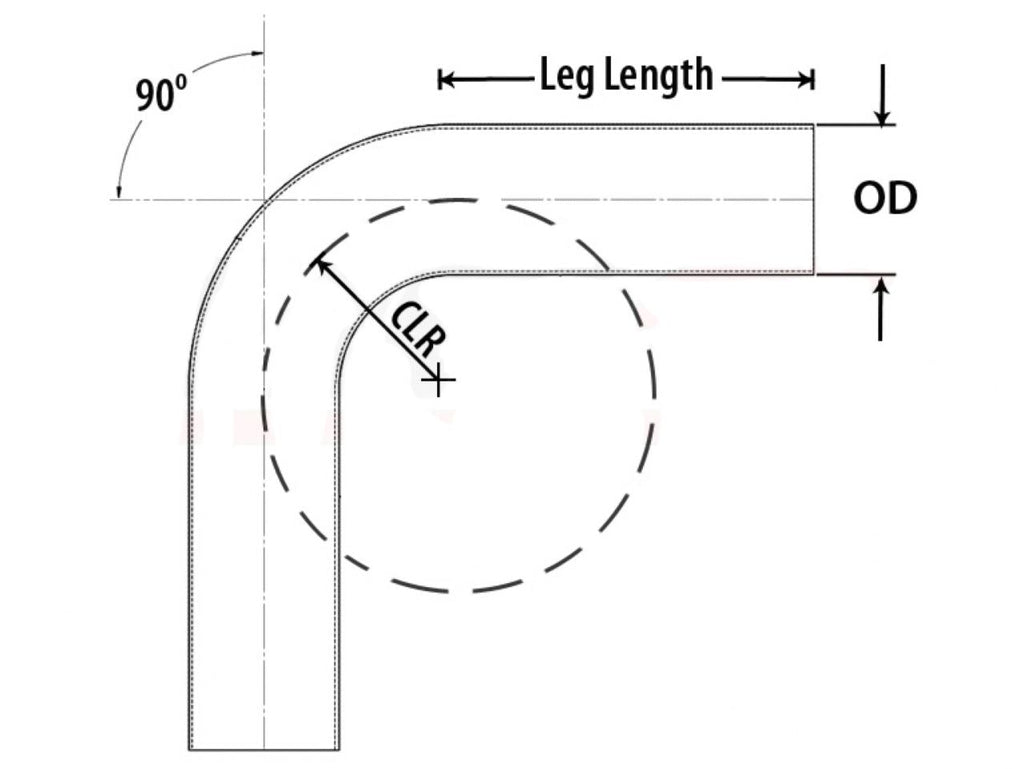 HPS 2 3/8" OD 90 Degree Bend 6061 Aluminum Elbow Pipe Tubing 16 Gauge w/ 3 1/8" CLR
