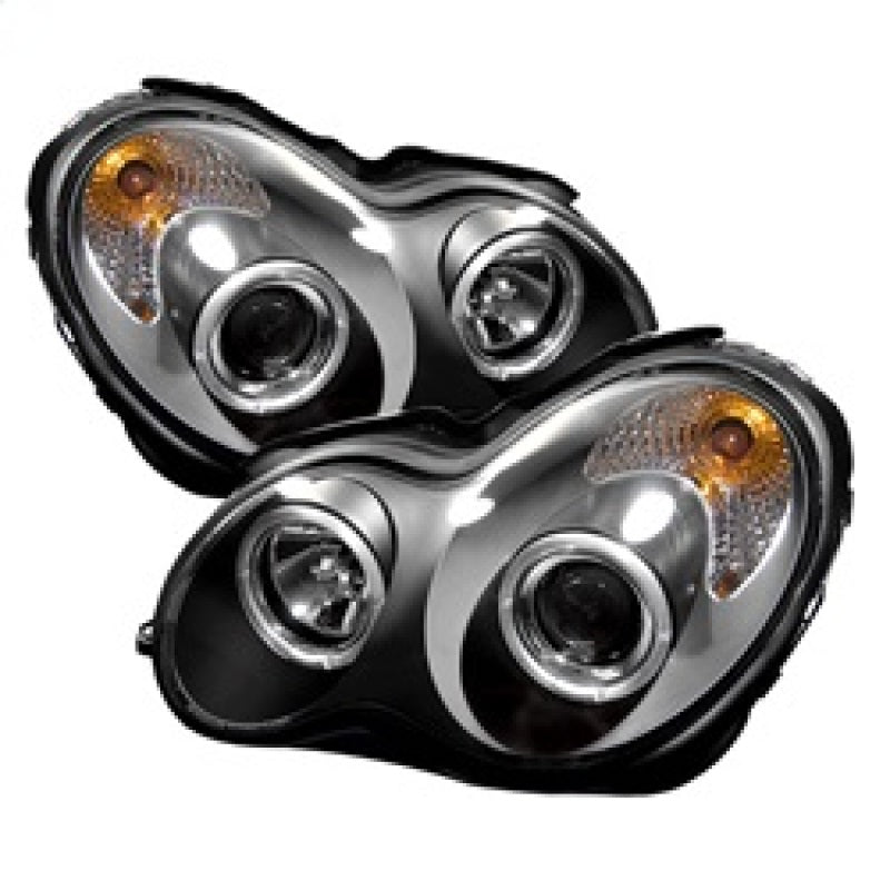 Spyder Mercedes Benz C-Class 01-05 4 DrProjector Headlights Halogen LED Halo Blk PRO-YD-MBW203-HL-BK 5011251