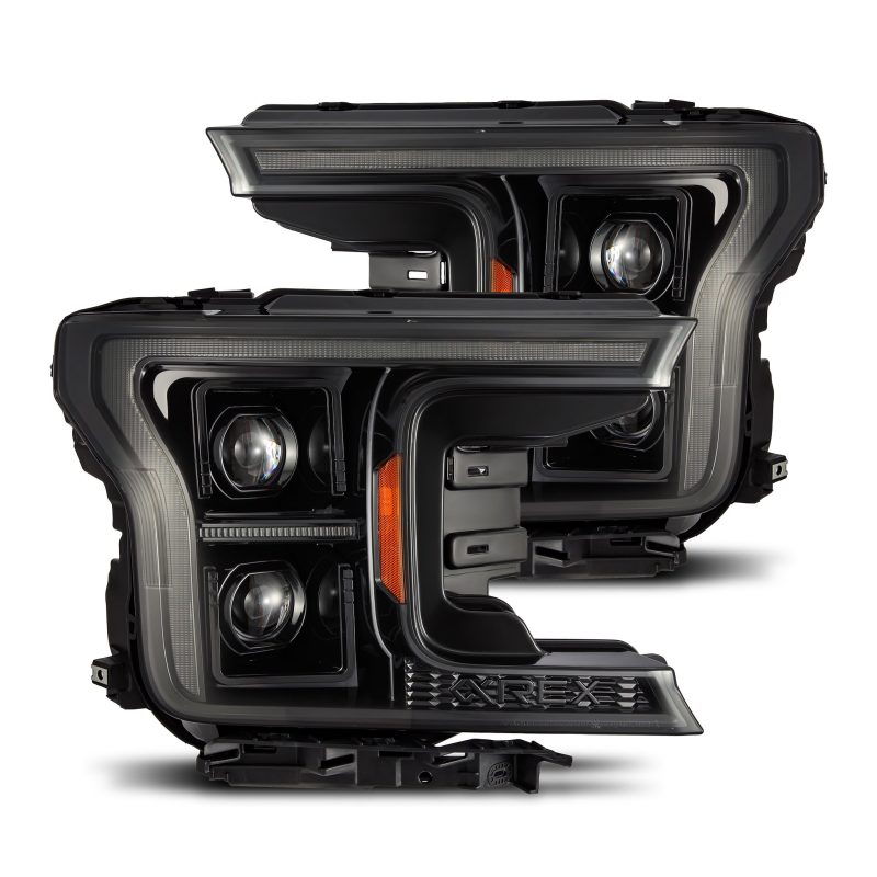 AlphaRex 18-20 Ford F-150 (Req. Conv F150 w/LED) LUXX LED Proj HL Alpha-Blk w/Actv Lt Seq Sig SB DRL 880251