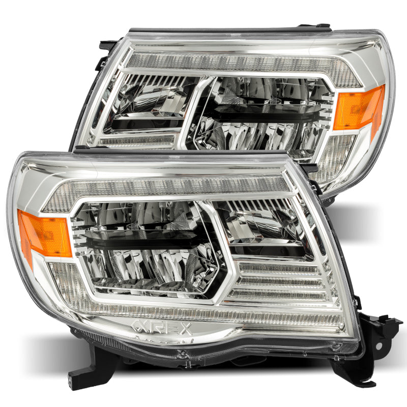 AlphaRex 05-11 Toyota Tacoma LUXX Crystal Headlights Plank Style Chrome w/Activation Light/DRL 880734