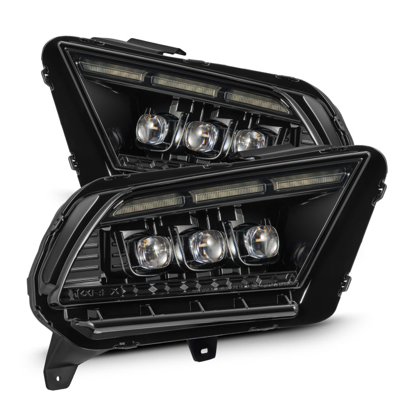 AlphaRex 13-14 Ford Mustang NOVA LED Proj Headlights Alpha-Blk w/Actv Light & Seq.Sig / SB DRL 880488