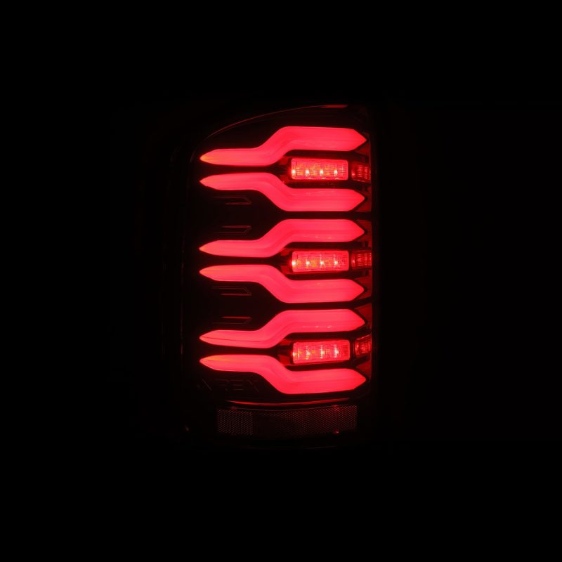 AlphaRex 14-18 GMC Sierra 1500/2500HD/3500HD LUXX-Series LED Tail Lights Blk/Red w/Actv Lgt Seq. Sig 630050