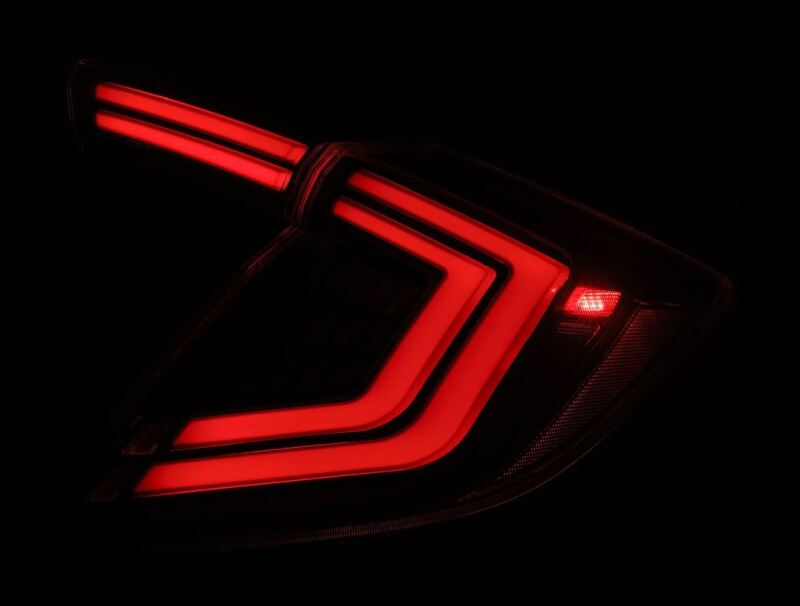 AlphaRex 16-21 Honda Civic Hatchback/ Type-R FK8 Nova-Series LED Tail Lights (Pair) - Alpha Black 676000