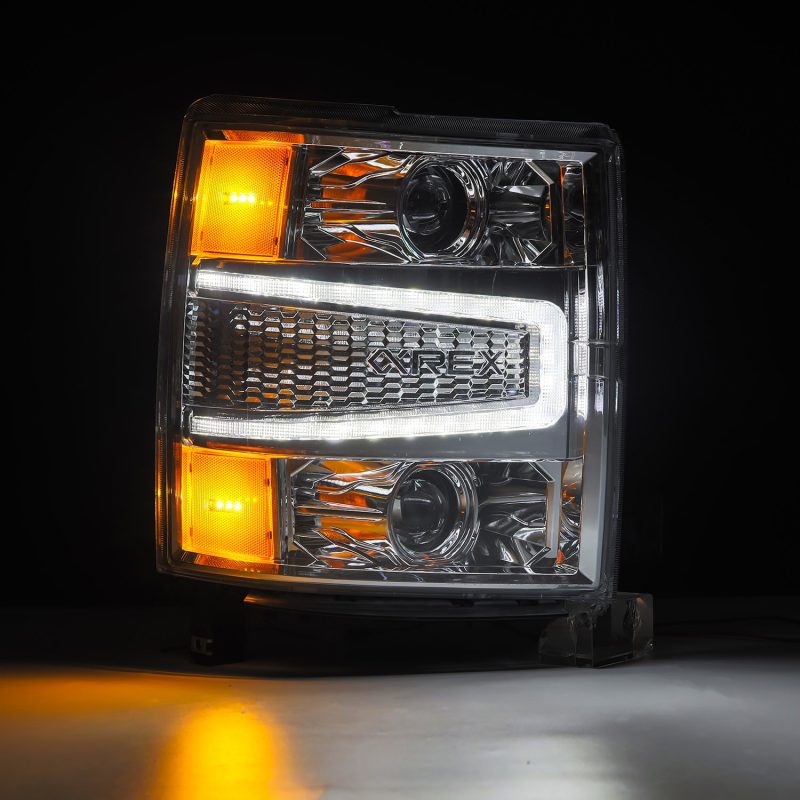 AlphaRex 14-15 Chevy 1500 PRO-Series Projector Headlights Chrome w/Sequential Signal &  DRL 880246
