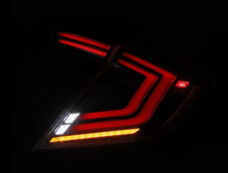 AlphaRex 16-21 Honda Civic Hatchback/ Type-R FK8 Nova-Series LED Tail Lights (Pair) - Alpha Black 676000