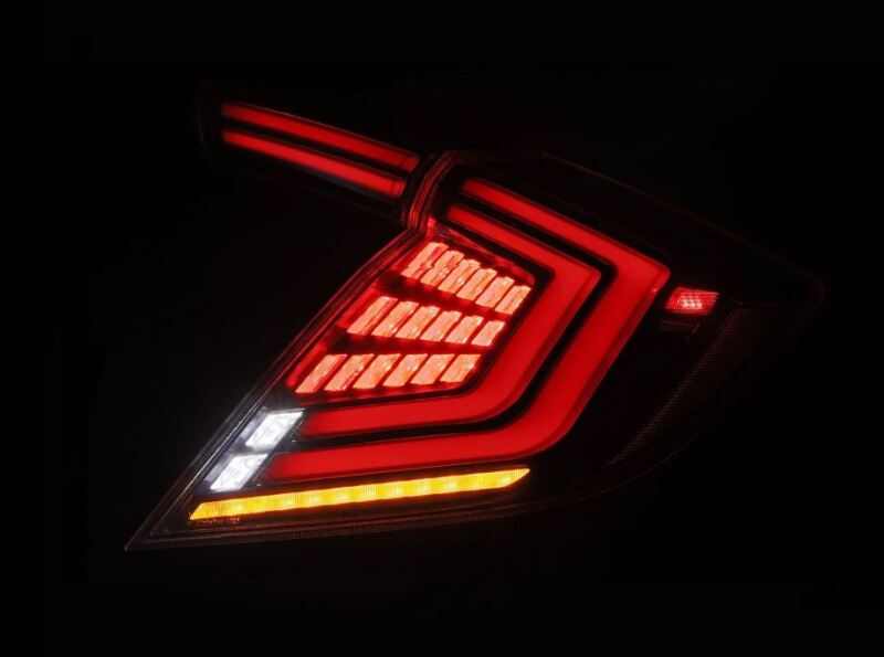 AlphaRex 16-21 Honda Civic Hatchback/ Type-R FK8 Nova-Series LED Tail Lights (Pair) - Alpha Black 676000