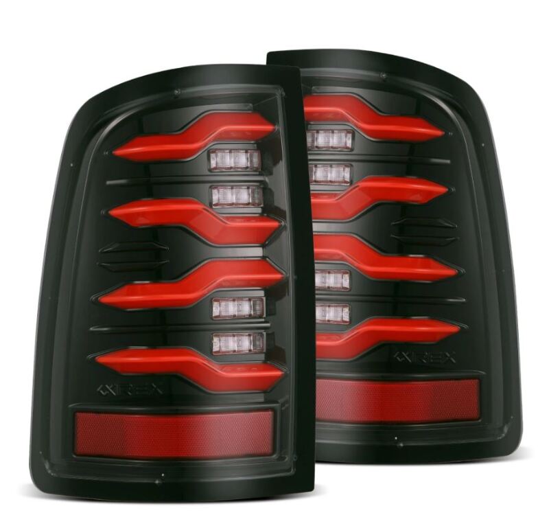 AlphaRex 09-18 Dodge RAM LUXX-Series LED Taillights Black Red w/Actv Light & SS 640002