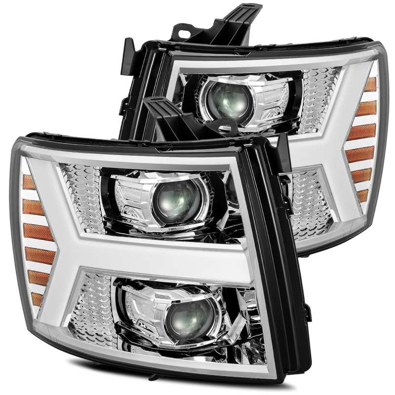 AlphaRex 07-13 Chevy 1500HD PRO-Series Proj Headlights Plank Style Chrome w/Activ Light/Seq Signal 880204