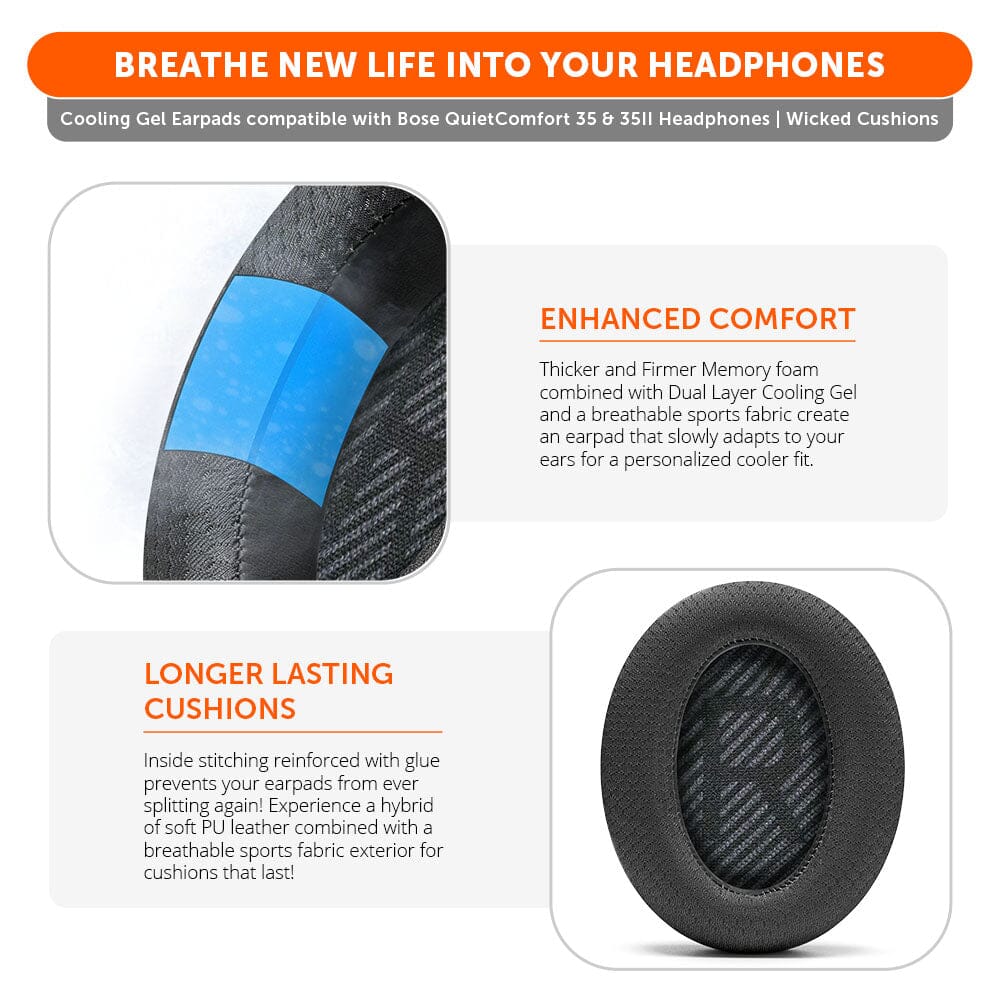 Bose QC35 Cooling Gel Earpads - WC FreeZe