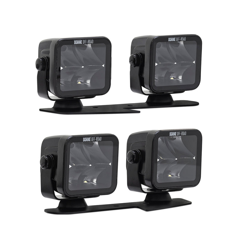Borne Off-Road 21+ Bronco Light Pods 4pc Ditch 3x3 Spot Upfit BNLT-BR-21-DT4SU
