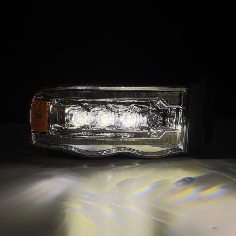 AlphaRex 02-05 Dodge Ram 1500 NOVA LED Proj Headlights Plank Style Chrome w/Activ Light/Seq Signal 880565