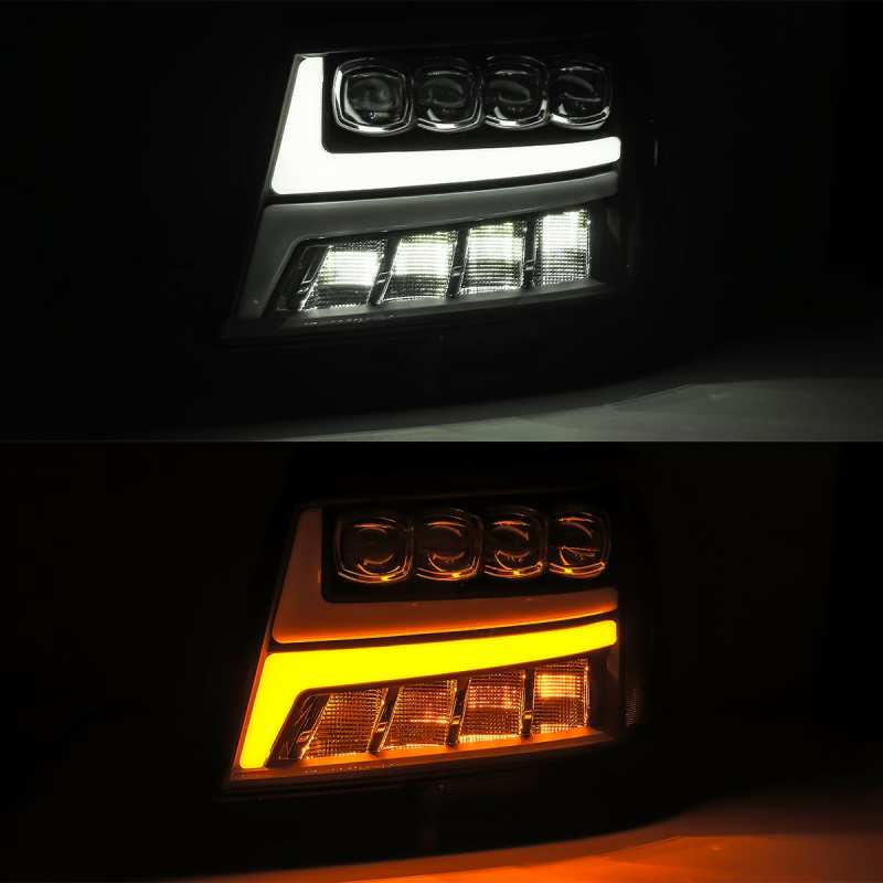 AlphaRex 07-13 Chevy Avalanche NOVA LED Proj Headlights Plank Style Gloss Black w/Activ Light/DRL 880287