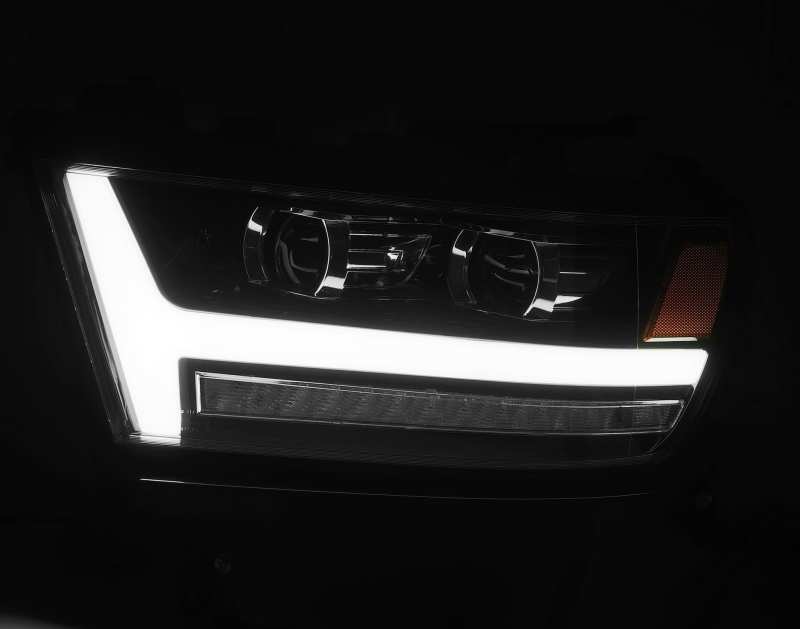 AlphaRex 19-20 Dodge Ram 1500 LUXX LED Proj Headlights Plank Jet Blk w/Activ Light/Seq Signal/DRL 880545