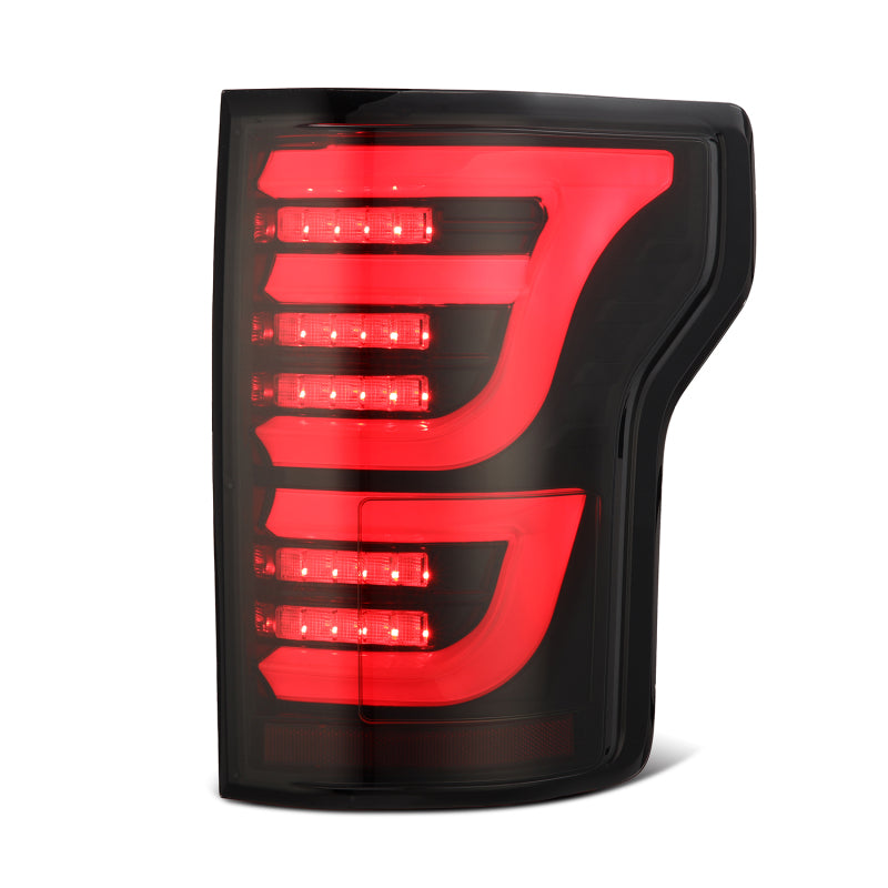 AlphaRex 15-20 Ford F-150 Luxx LED Tail Lights (Pair) Black/Red (Not For Blind Spot Sensor Models) 652050