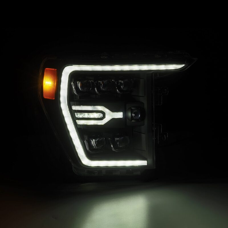 AlphaRex 21-22 Ford F-150 NOVA LED Proj Headlights Plank Style Blk w/Activ Light/Seq Signal 880137
