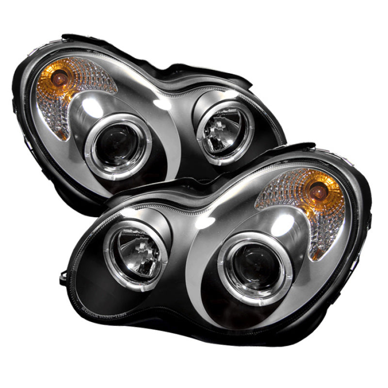 Spyder Mercedes Benz C-Class 01-05 4 DrProjector Headlights Halogen LED Halo Blk PRO-YD-MBW203-HL-BK 5011251