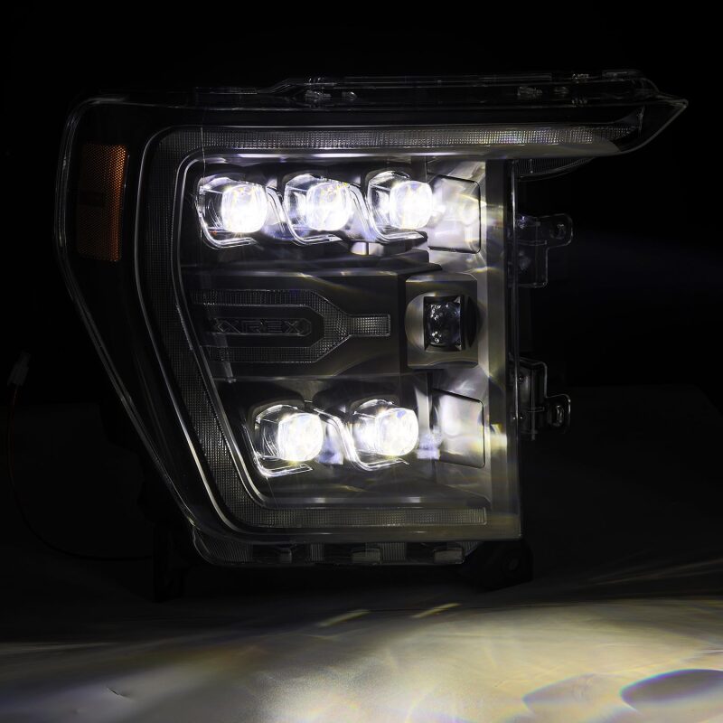 AlphaRex 21-22 Ford F-150 NOVA LED Proj Headlights Plank Style Blk w/Activ Light/Seq Signal 880137