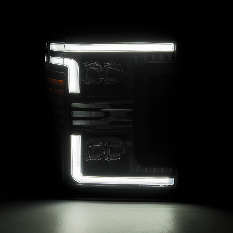 AlphaRex 17-19 Ford F-250/350/450 SD NOVA-Series LED Proj Headlights Bk w/Actv Light SeqSig & SBDRL 880325