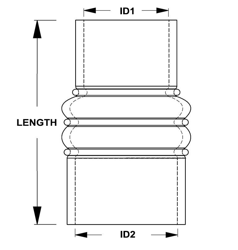 HPS 3" - 3-1/2" ID, 6" Length, Silicone Charge Air Cooler CAC Hose Double Hump Reducer Coupler Bellow Hot Side, Ultra High Temp 4-ply Aramid Reinforced, 76mm - 89mm ID