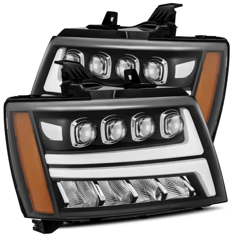 AlphaRex 07-13 Chevy AvalancheáNOVA LED Proj Headlights Plank Style Matte Black w/Activ Light/DRL 880288