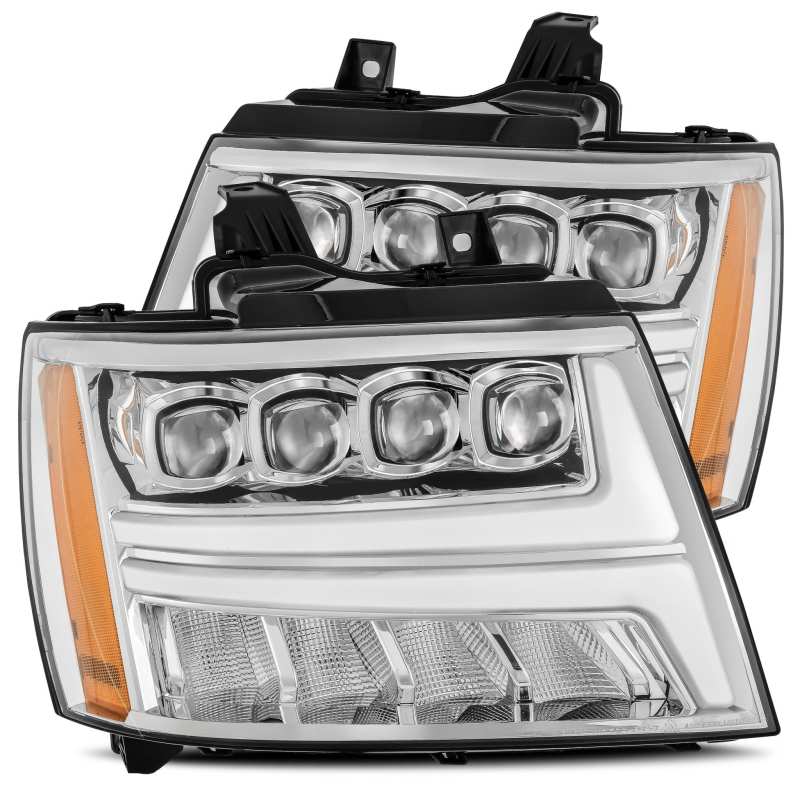 AlphaRex 07-13 Chevy AvalancheáNOVA LED Proj Headlights Plank Style Design Chrome w/Activ Light/DRL 880286