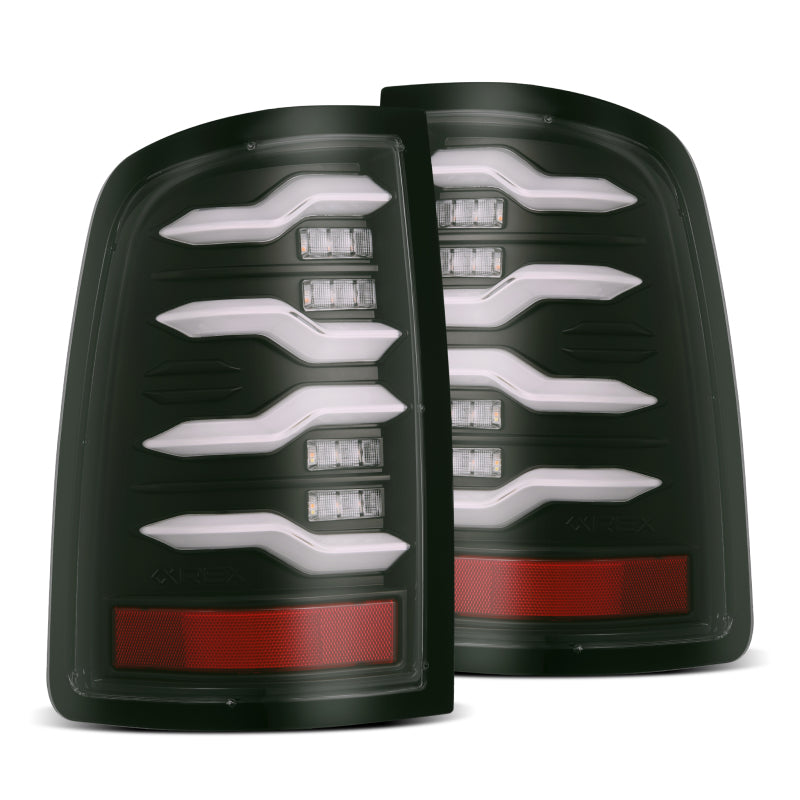 AlphaRex 09-18 Dodge Ram Luxx-Series LED Tail Lights Black w/ Activation Light & Sequential Signal 640004