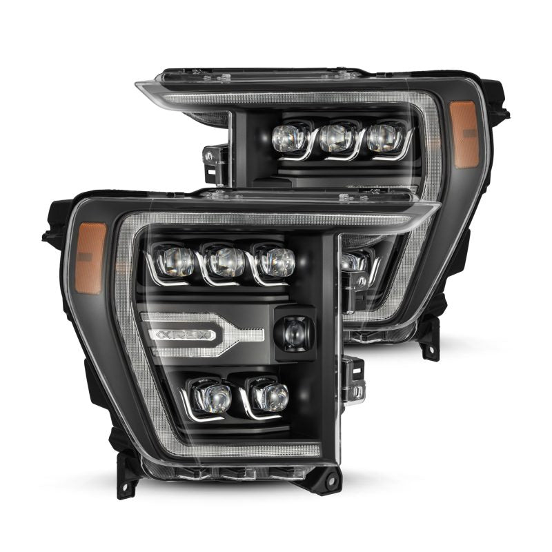 AlphaRex 21-22 Ford F-150 NOVA LED Proj Headlights Plank Style Blk w/Activ Light/Seq Signal 880137