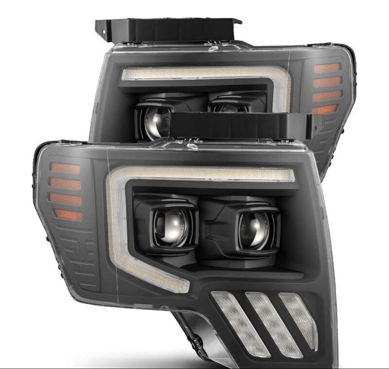AlphaRex 09-14 Ford F-150 PRO-Series Projector Headlights Plank Style Black w/Activ Light/Seq Signal 880481