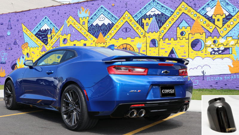 Corsa Performance 2016 Chevrolet Camaro SS 6.2L V8 2.75in Black Sport Axle-Back Exhaust