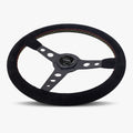 The Daytona | Black Alcantara Suede | Black Spoke | Euro Stitch