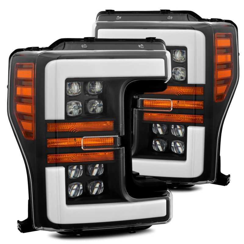 AlphaRex 17-19 Ford F-250 SD NOVA LED Proj Headlights Plank Style Matte Blk w/Activ Light/Seq Signal 880102