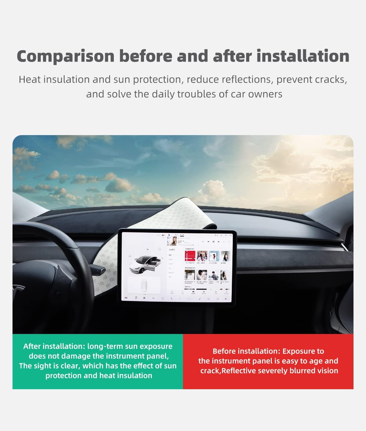 Dashboard blackout mat for Model 3/Y