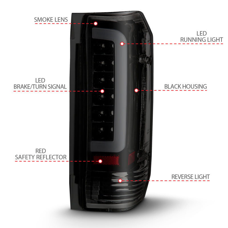 ANZO 1987-1996 Ford F-150 LED Taillights Black Housing Smoke Lens (Pair) 311351