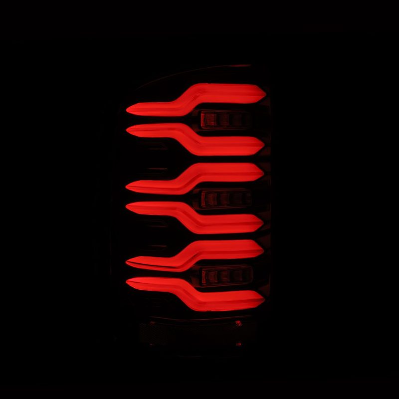 AlphaRex 14-18 GMC Sierra 1500/2500HD/3500HD LUXX-Series LED Tail Lights Alpha-Blk Actv Lgt Seq. Sig 630030