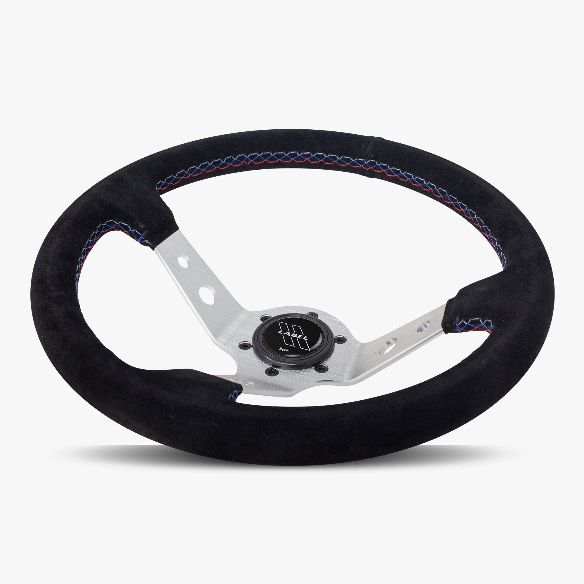 The Daytona | Black Alcantara Suede | Silver Spoke | Bavarian Stitch