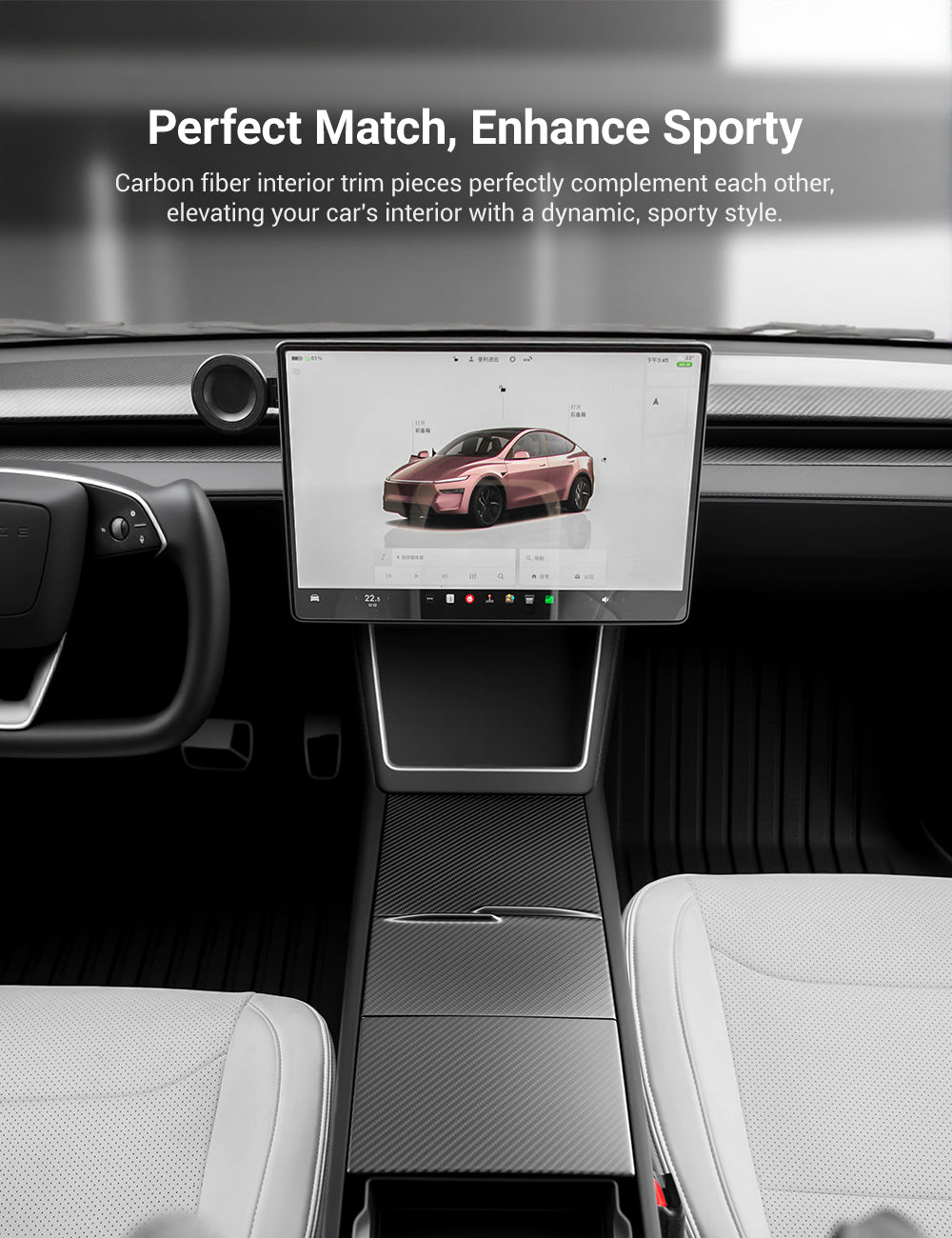 Dry Carbon Fiber Center Console Cover For Model Y Juniper / Model 3 Highland
