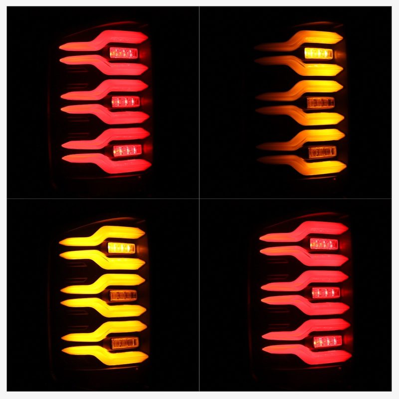 AlphaRex 14-18 Chevrolet Silverado Luxx-Series LED Tail Lights Black w/Activ Light/Seq Signal 620030