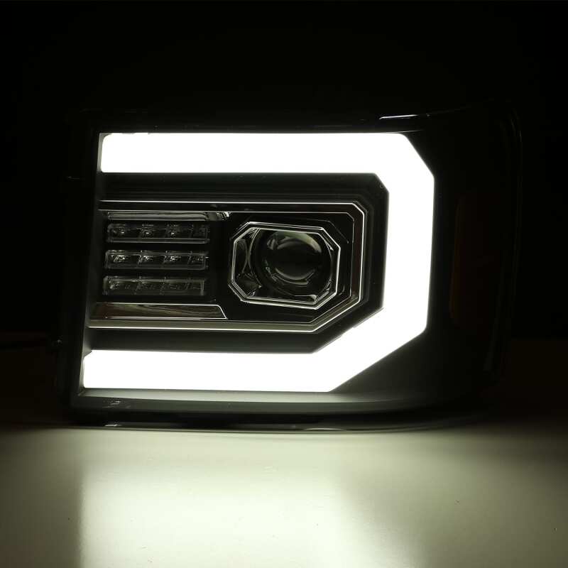 AlphaRex 07-13 GMC 1500HD PRO-Series Projector Headlights Plank Style Chrm w/Activ Light/Seq Signal 880604