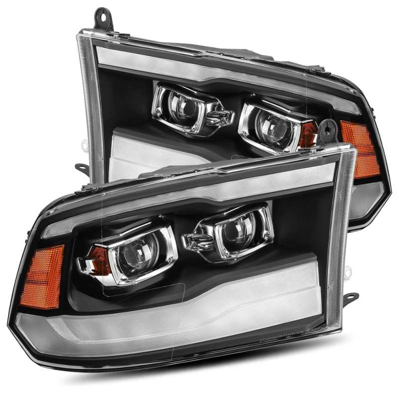 AlphaRex 09-18 Dodge Ram 1500HD LUXX LED Proj Headlights Plnk Style Blk w/Activ Light/Seq Signal/DRL 880539