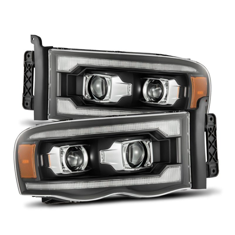 AlphaRex 02-05 Dodge Ram 1500 PRO-Series Projector Headlights Plank Style Black w/Seq Signal 880570