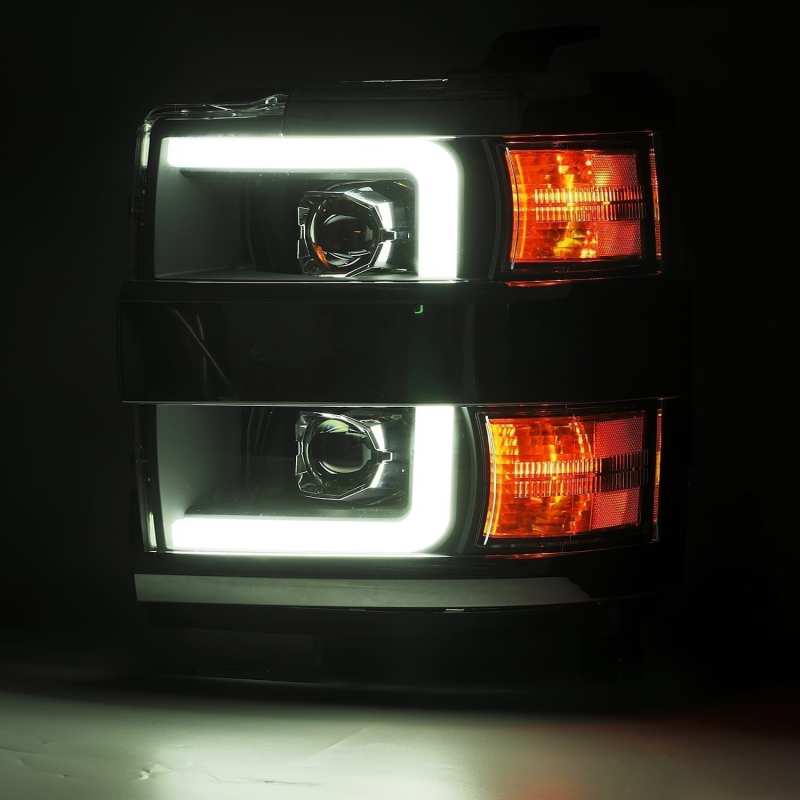 AlphaRex 15-19 Chevy Silverado 2500HD PRO-Series Headlight Plank Chrome w/Activ Light/Seq Signal/DRL 880225