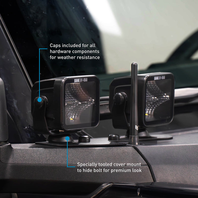 Borne Off-Road 21+ Bronco Light Pods 4pc Ditch 3x3 Spot BNLT-BR-21-DT4S