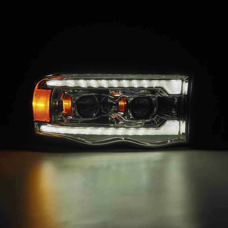 AlphaRex 02-05 Dodge Ram 1500 LUXX LED Proj Headlights Plank Style Chrome w/Activ Light/Seq Signal 880568