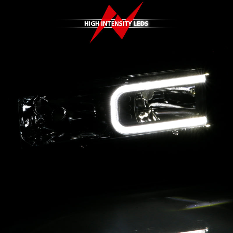 ANZO 1999-2000 Cadillac Escalade Crystal Headlights Light Bar Black Housing (Pair) 111498