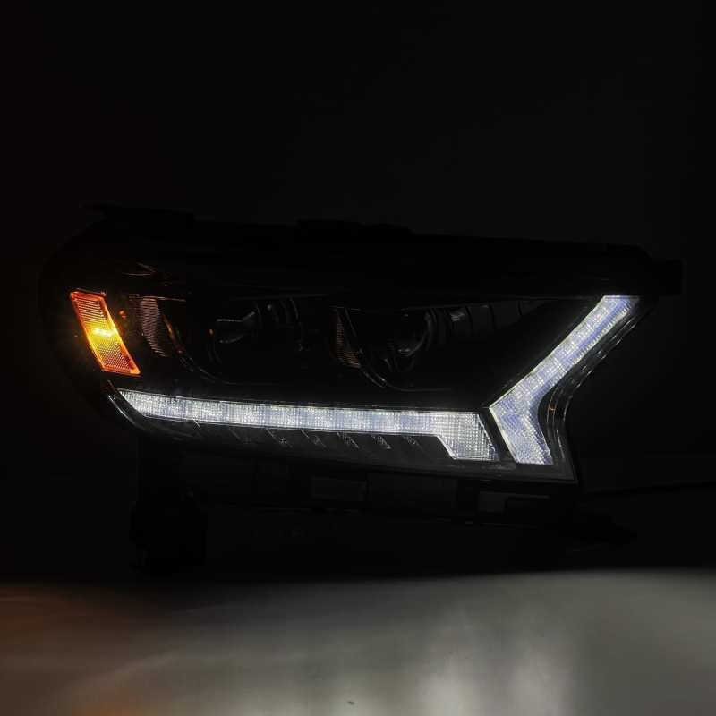 AlphaRex 19-21 Ford Ranger LUXX LED Proj Headlights Plank Style Alpha Black w/Seq Signal/DRL 880121