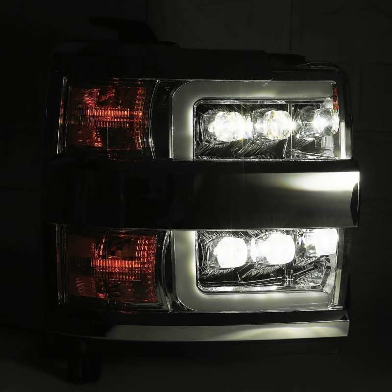 AlphaRex 15-18 Chevy 2500HD NOVA LED Proj Headlights Plank Style Black w/Activ Light/Seq Signal/DRL 880227